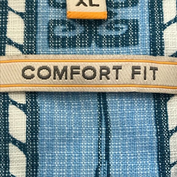 Quicksilver Waterman Collection Comfort Fit Shirt Men XL Blue Geometric Tribal - Picture 4 of 13